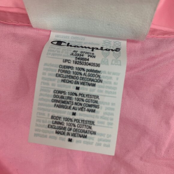 Champion Jacket Cropped Windbreaker Pink Snap Button Coach - Picture 7 of 12